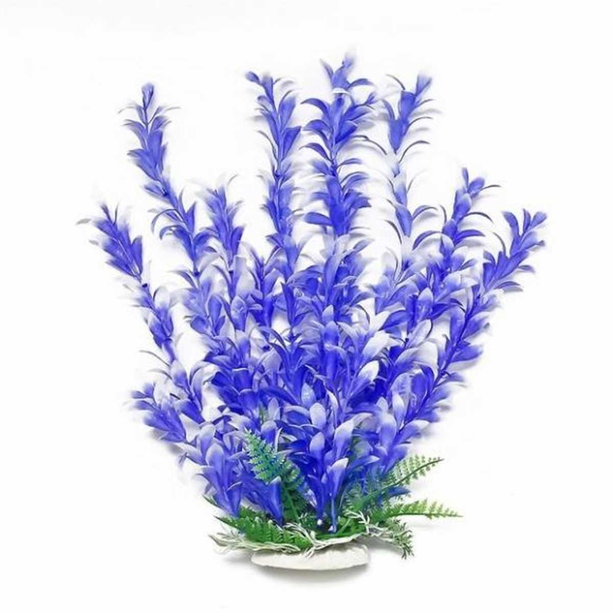 AQUATOP 20" Blue/White Bacopa-like Plastic Plant with Weighted Base for Aquariums PD-BH30