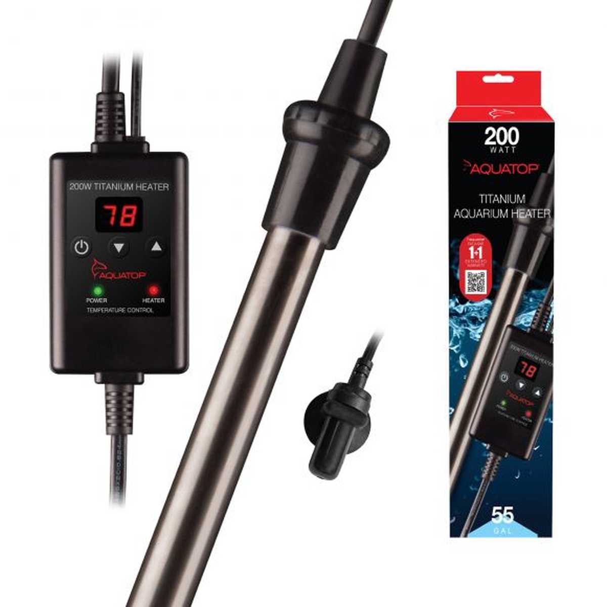 AQUATOP 200W Titanium Heater with Controller for Aquariums up to 55 Gallons TH-C200