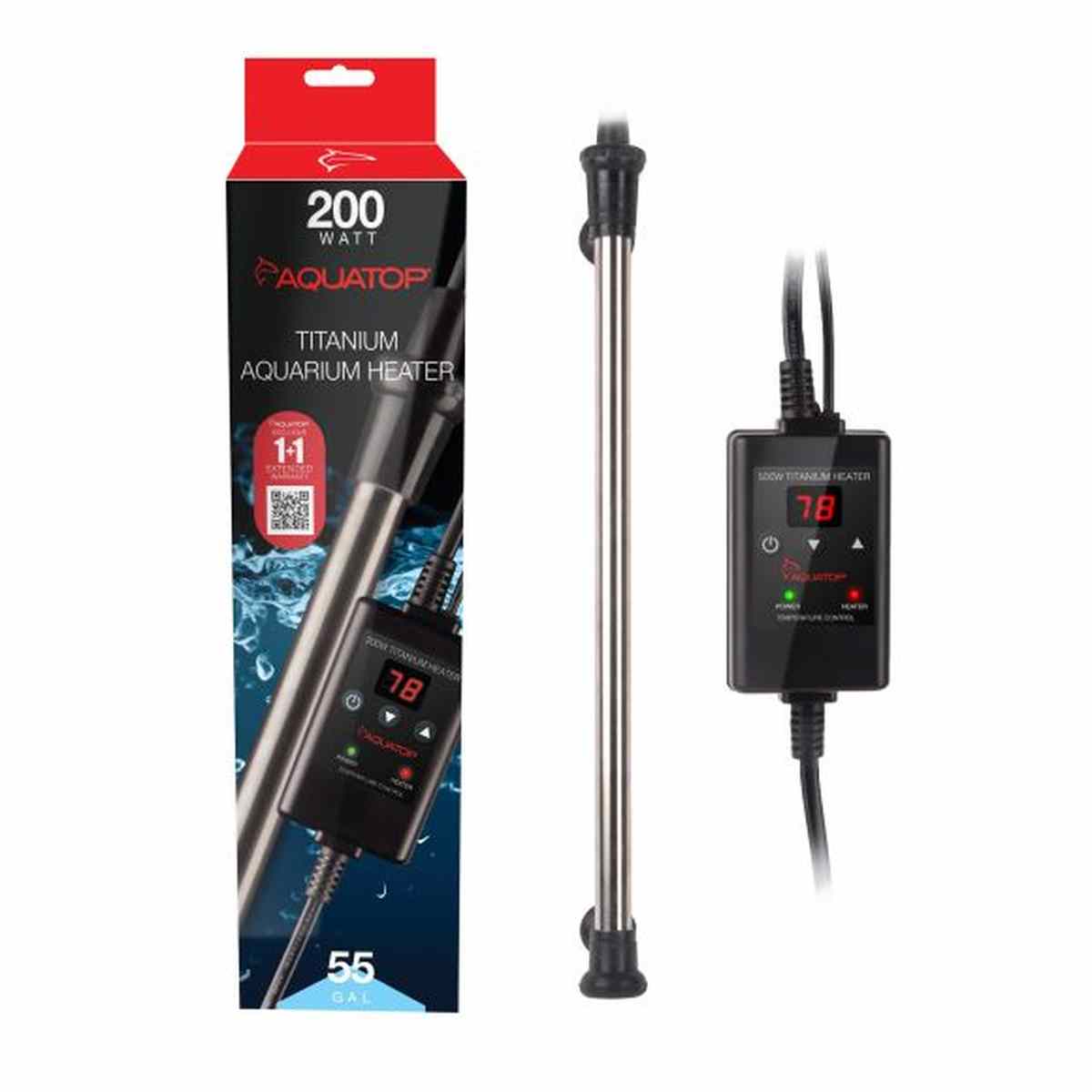 AQUATOP 200W Titanium Heater with Controller for Aquariums up to 55 Gallons TH-C200