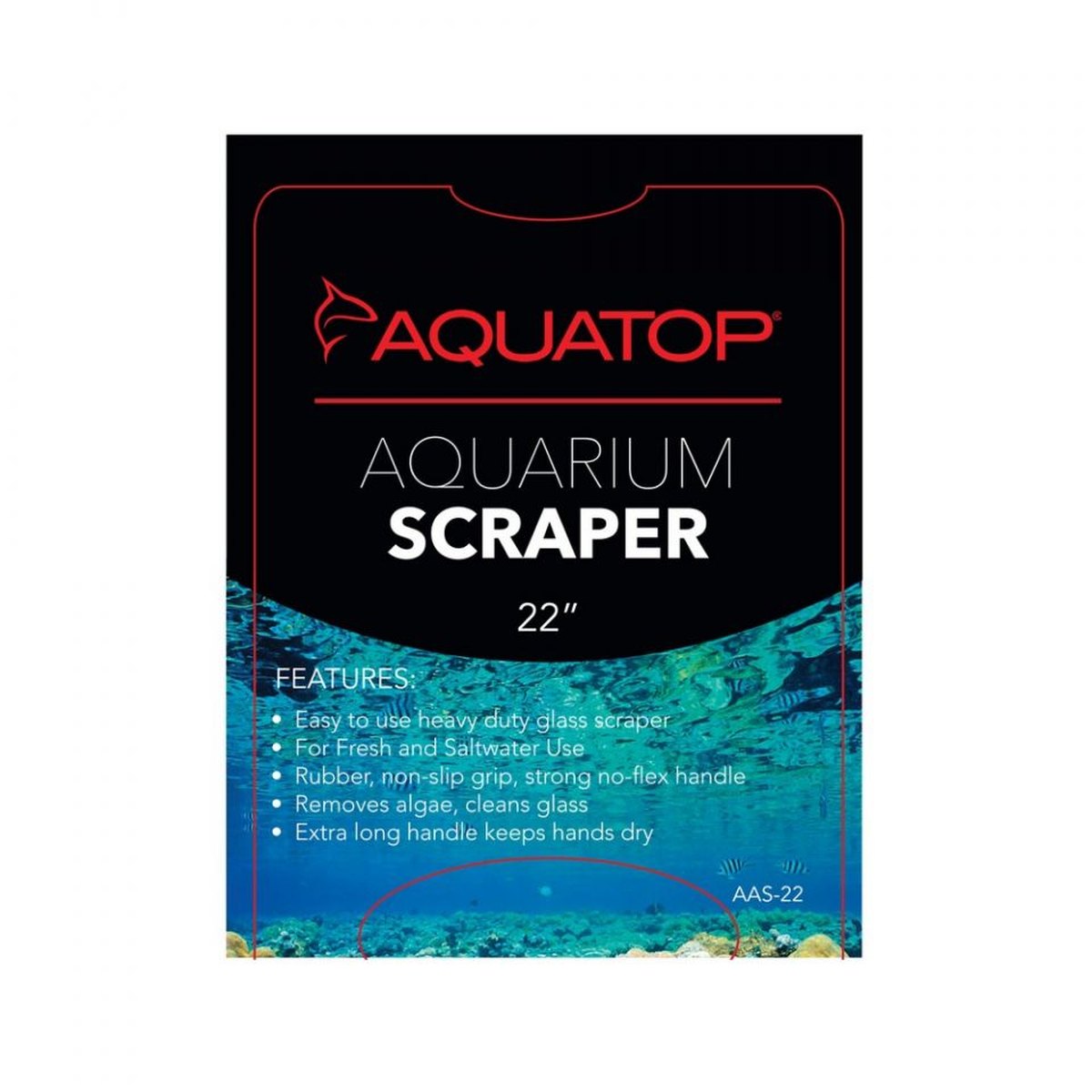 AQUATOP 22" Heavy-Duty Aquarium Scraper with Stainless Steel Blade and Extra Long Handle, AAS-14