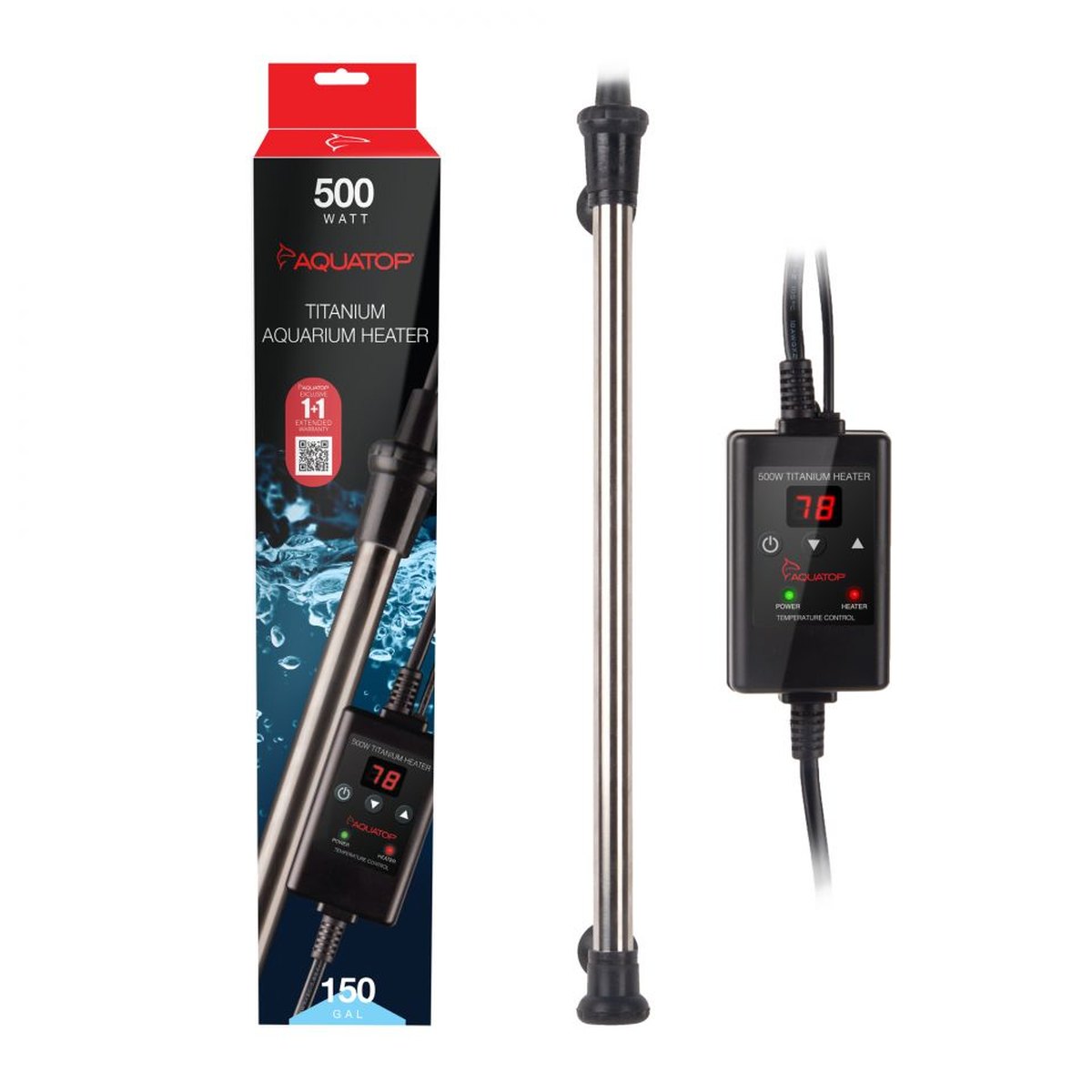 AQUATOP 500W Titanium Heater with Controller for Aquariums up to 150 Gallons TH-C500