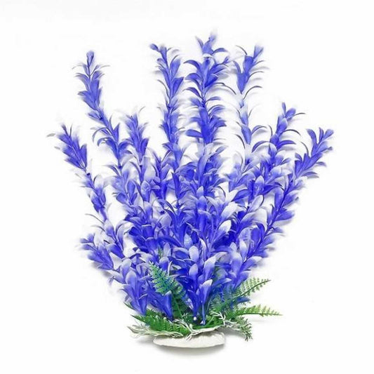 AQUATOP 6" Blue/White Bacopa-like Plastic Plant with Weighted Base for Aquariums PD-BH26