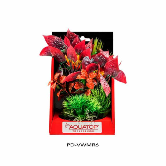 AQUATOP 6" Mixed Red Vibrant Wild Plastic Plant PD-VWMR6