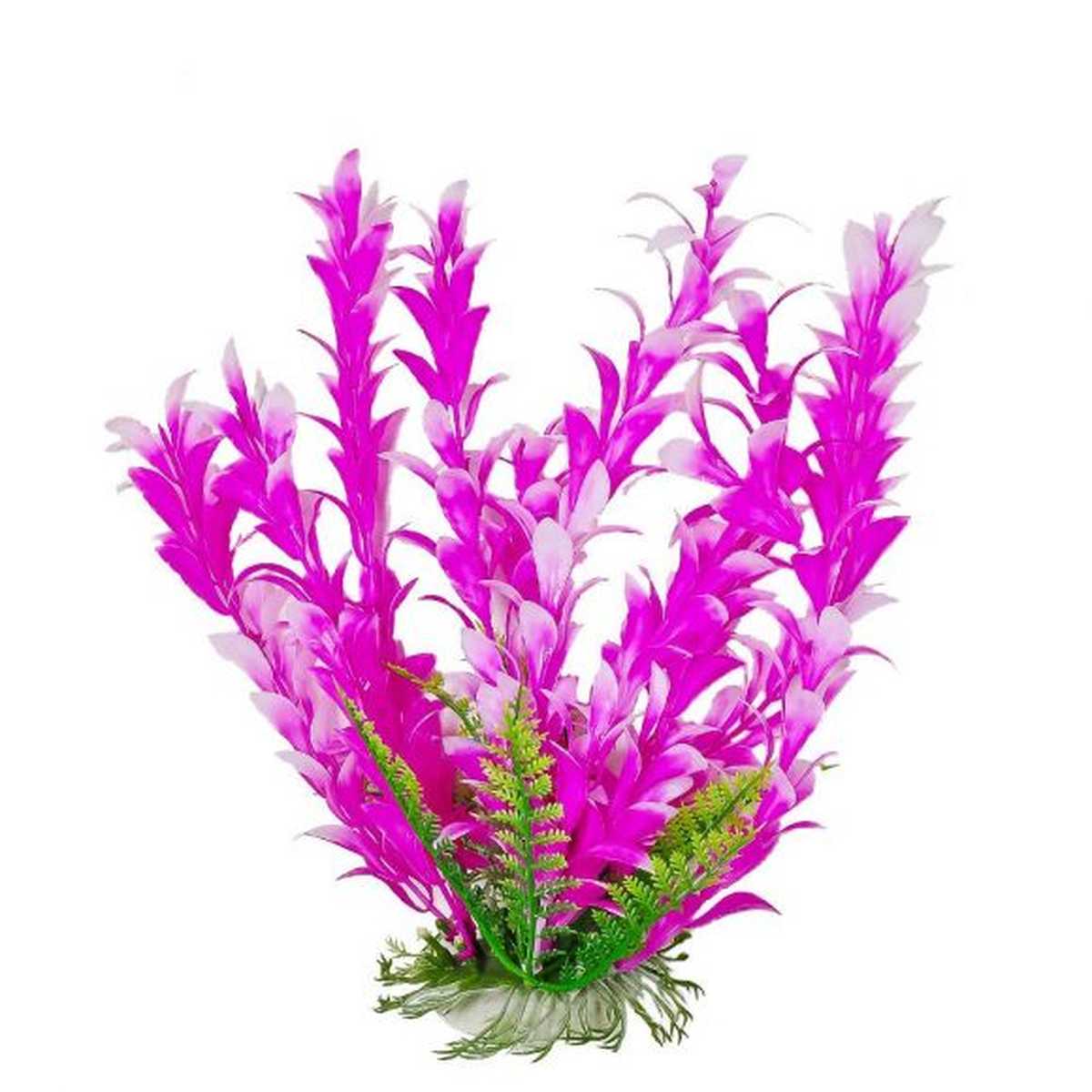 AQUATOP 6" Pink/White Bacopa-like Plastic Plant with Weighted Base for Aquariums PD-BH21