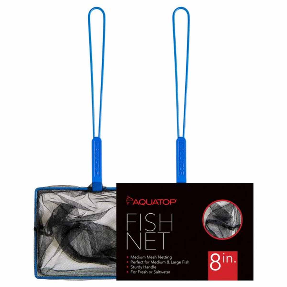 AQUATOP 8" Medium Mesh Aquarium Fish Net with 14.5-Inch Handle, AQ-FN08M