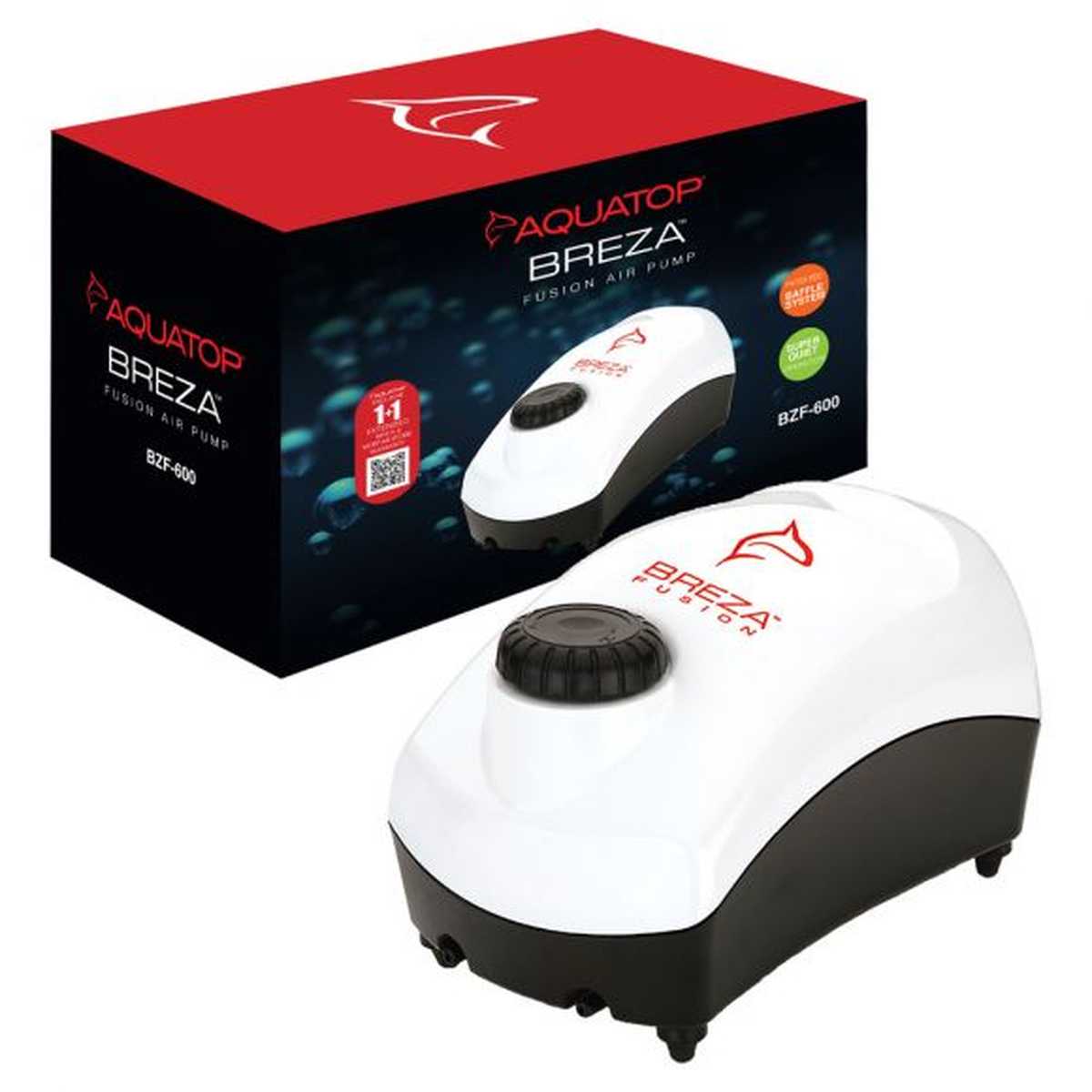 AQUATOP Breza Fusion Aquarium Air Pump Dual Outlet, Super Quiet, up to 75 Gal Fish Tank, BZF-600