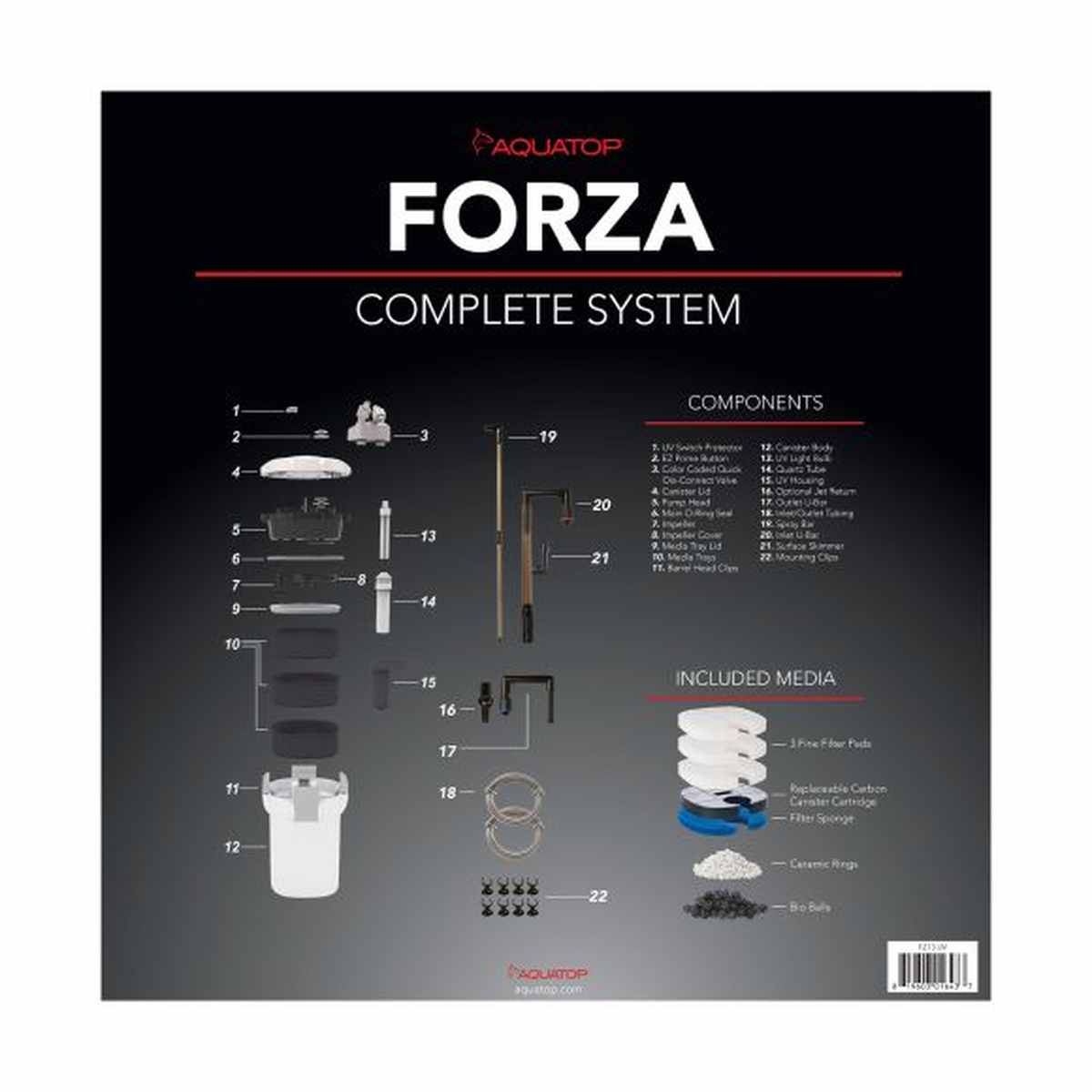 AQUATOP Forza Canister Filter - 13W UV - 550 GPH Flow Rate - Ideal for 125-175-Gal Tanks, FZ13 Aquatop