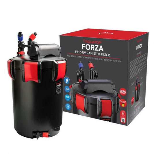 AQUATOP Forza Canister Filter - 13W UV - 800 GPH Flow Rate - for 360-Gal Tanks, FZ15-UV Aquatop