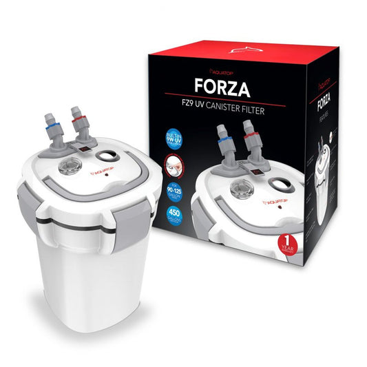 AQUATOP Forza Canister Filter - 9W UV - 450 GPH Flow Rate - for 90-125-Gal Tanks, FZ9 Aquatop