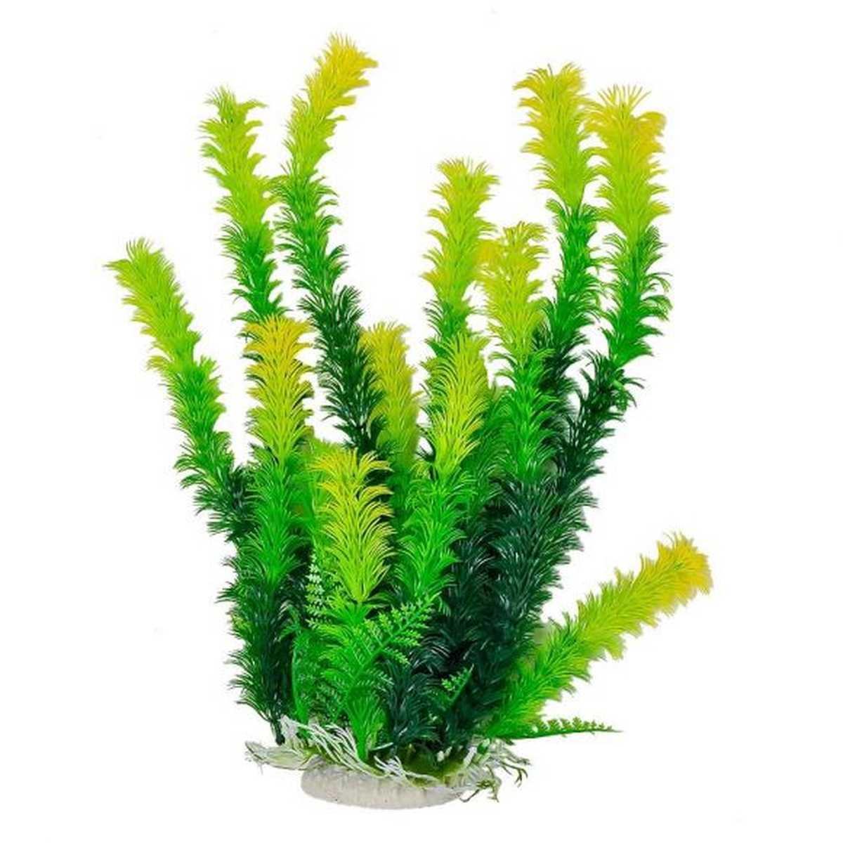 AQUATOP Green/Yellow Bacopa-like Plastic Plant with Weighted Base for Aquariums