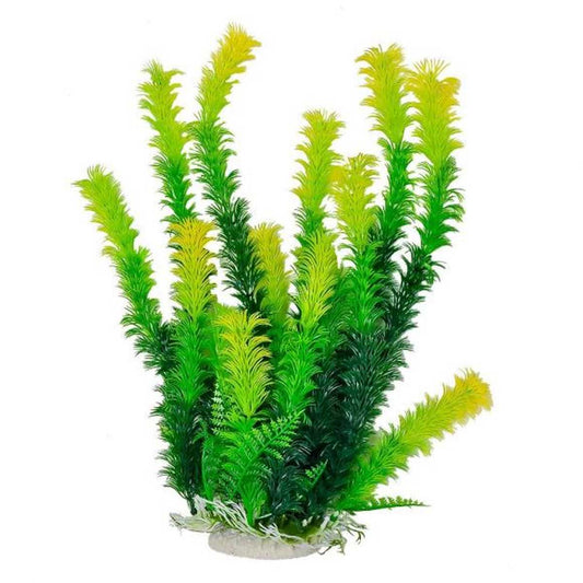 AQUATOP Green/Yellow Bacopa-like Plastic Plant with Weighted Base for Aquariums