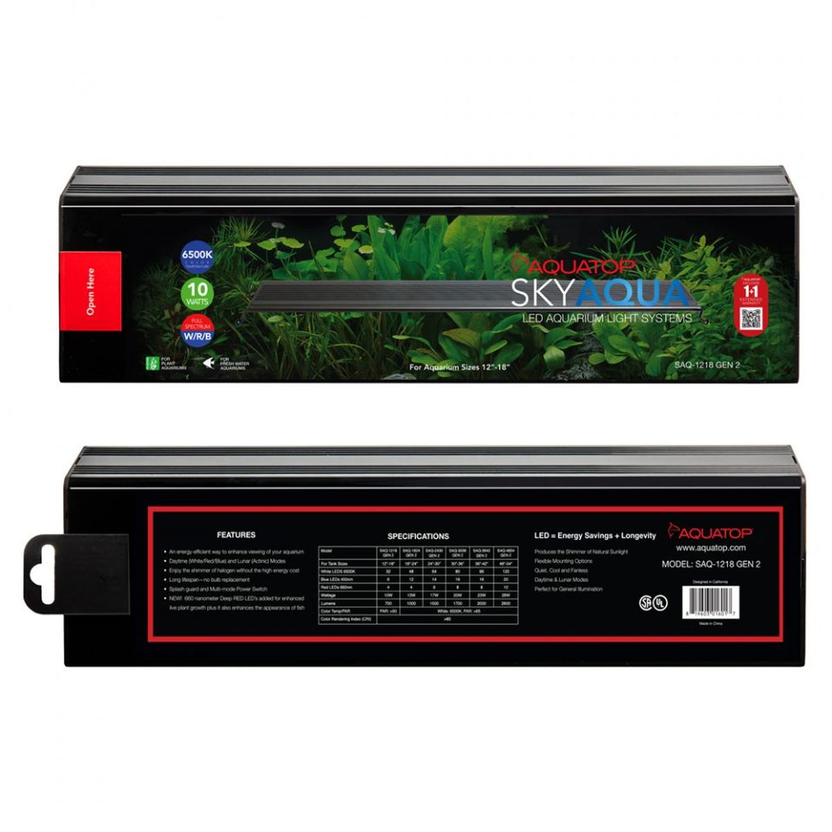 AQUATOP SkyAqua 12"-18" Bright Aquarium LED Light W/RGB with Multi-Mode Power Switch SAQ-1218