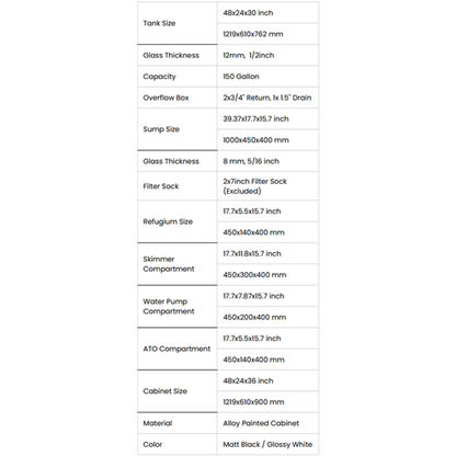 Aqua Japan 150 Tall PRO 48x24x30 - Overflow Aquarium, Prebuilt Aluminum Stand, and Sump