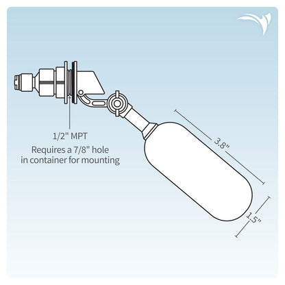 Aquatic Life Auto Shut-Off Float Valve, 1/4-Inch