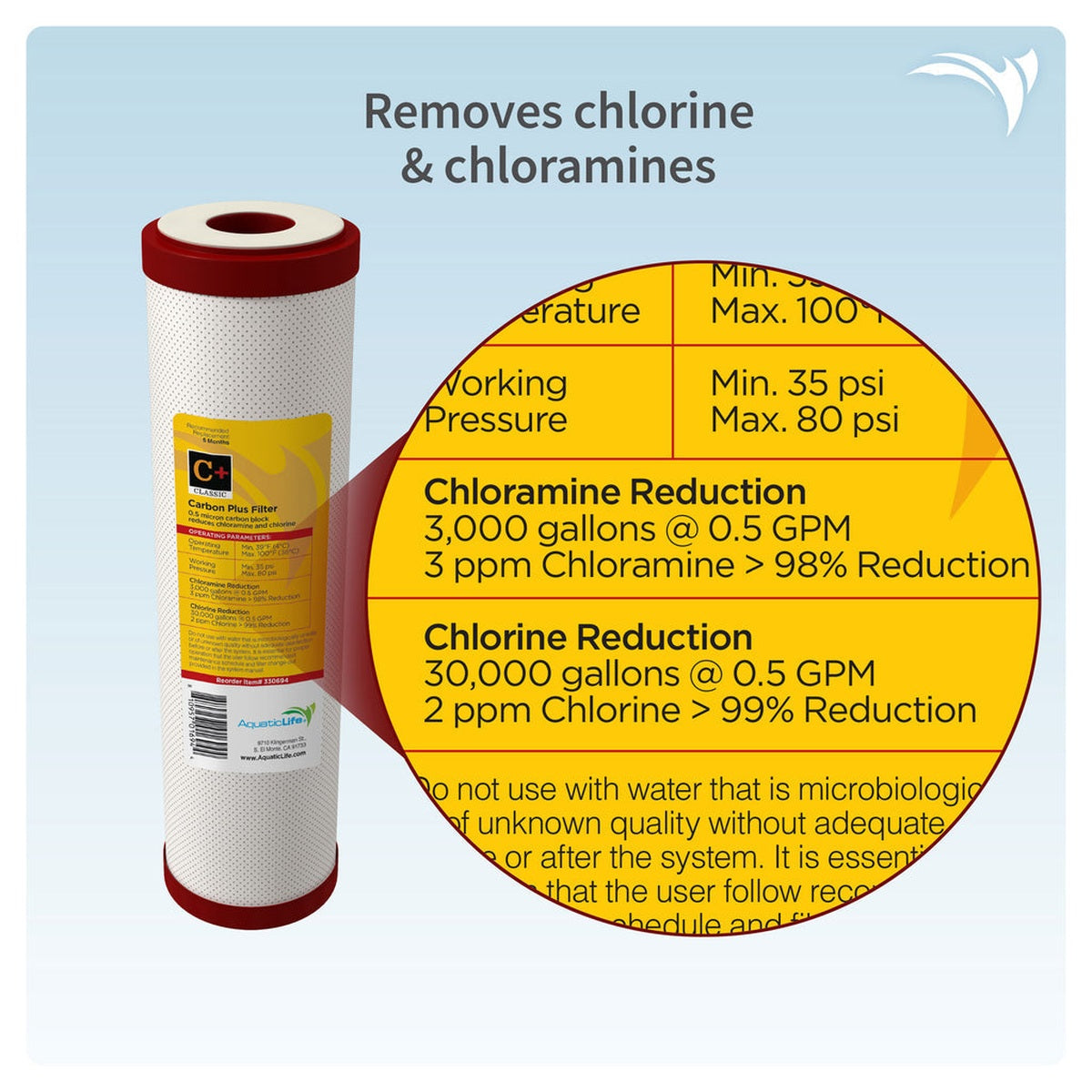 Aquatic Life Carbon Plus Chloramine 10" Cartridge Aquatic Life