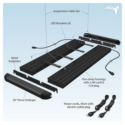 Aquatic Life G3 T5 HO Hybrid 4-Lamp Mounting System Fixture, Black 36-Inch