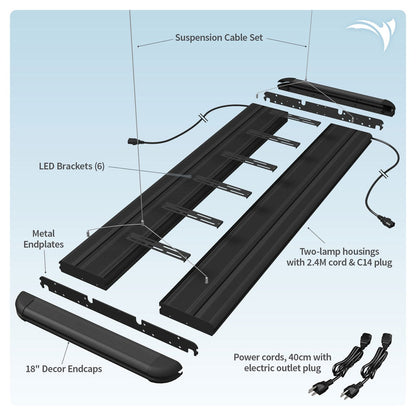 Aquatic Life G3 T5 HO Hybrid 4-Lamp Mounting System Fixture, Black 48-Inch