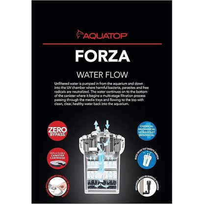 Aquatop Forza Premium Canister Filter, 7W UV, 295 GPH – for 60-90 Gallon Tanks Aquatop