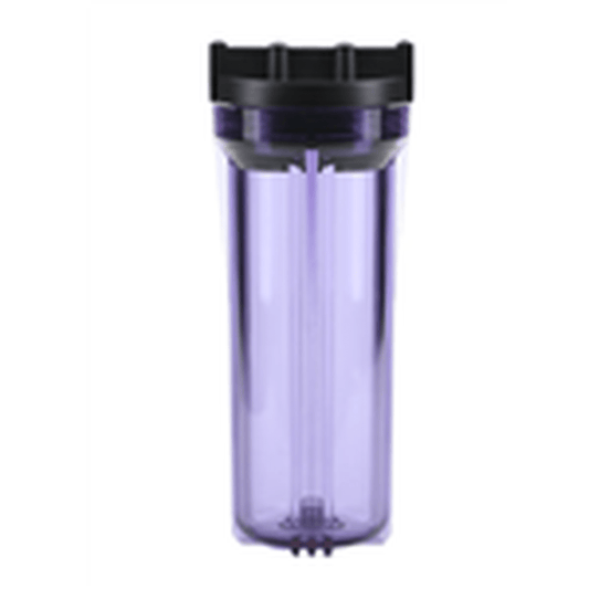 RO 10" Clear Sump Housing w/ BLACK Rib Cap, 1/4" FPT Ports ReefH2O
