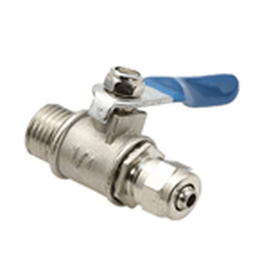RO Brass Ball Valve 1/4" MPT x 1/4" Compression Fitting ReefH2O