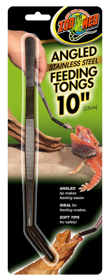 Zoo Med Angled Stainless Steel Feeding Tongs 10″ Zoo-Med