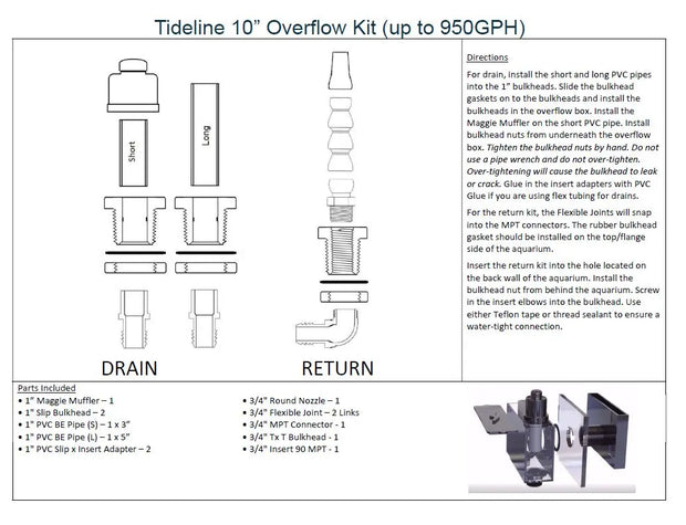 Tideline 10" Overflow Kit Tideline