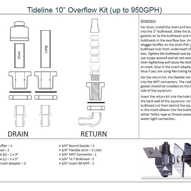 Tideline 10" Overflow Kit Tideline