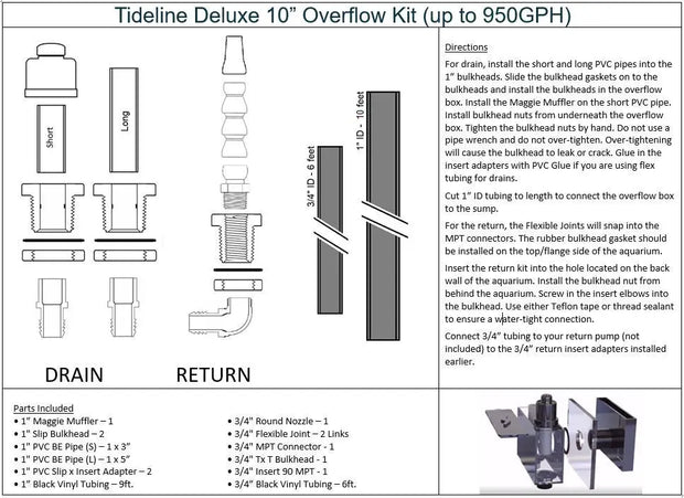 Tideline Deluxe 10" Overflow Kit Tideline