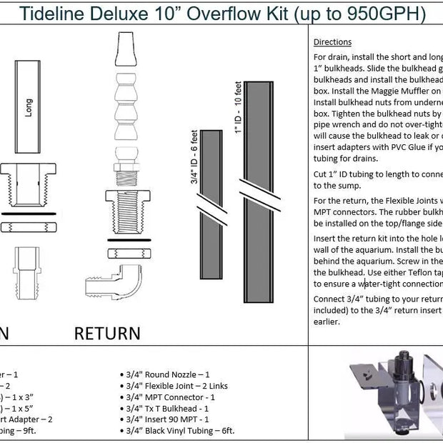 Tideline Deluxe 10" Overflow Kit Tideline