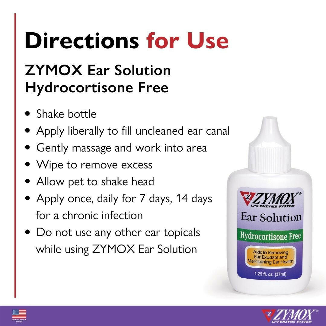 Zymox Ear Solution without Hydrocortisone.