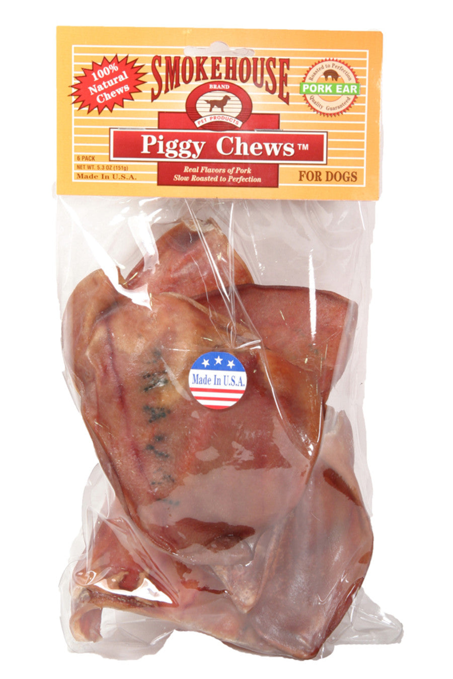 Smokehouse USA Made Natural Pig Ears Dog Chew