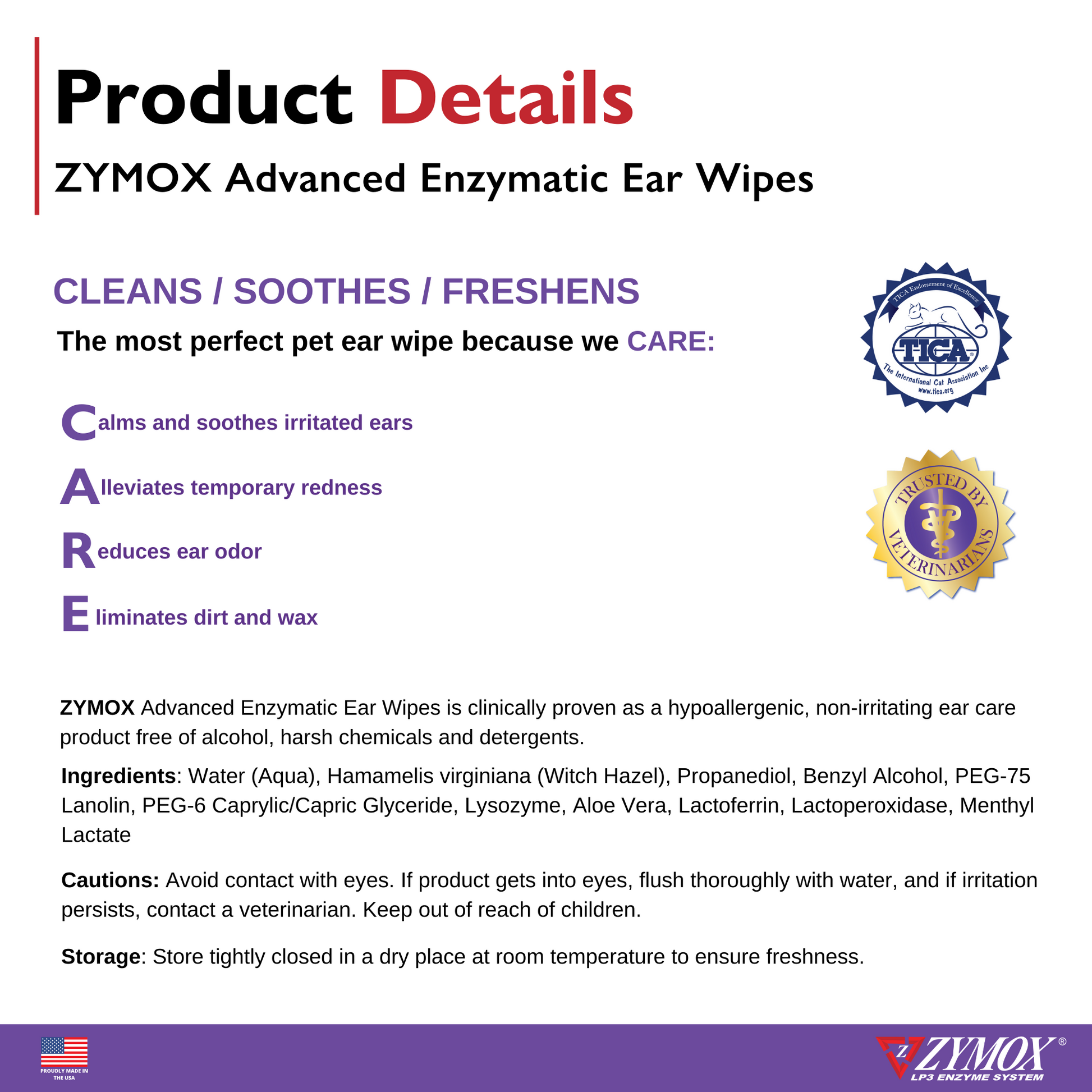 ZYMOX Advanced Enzymatic Ear Wipes ZYMOX