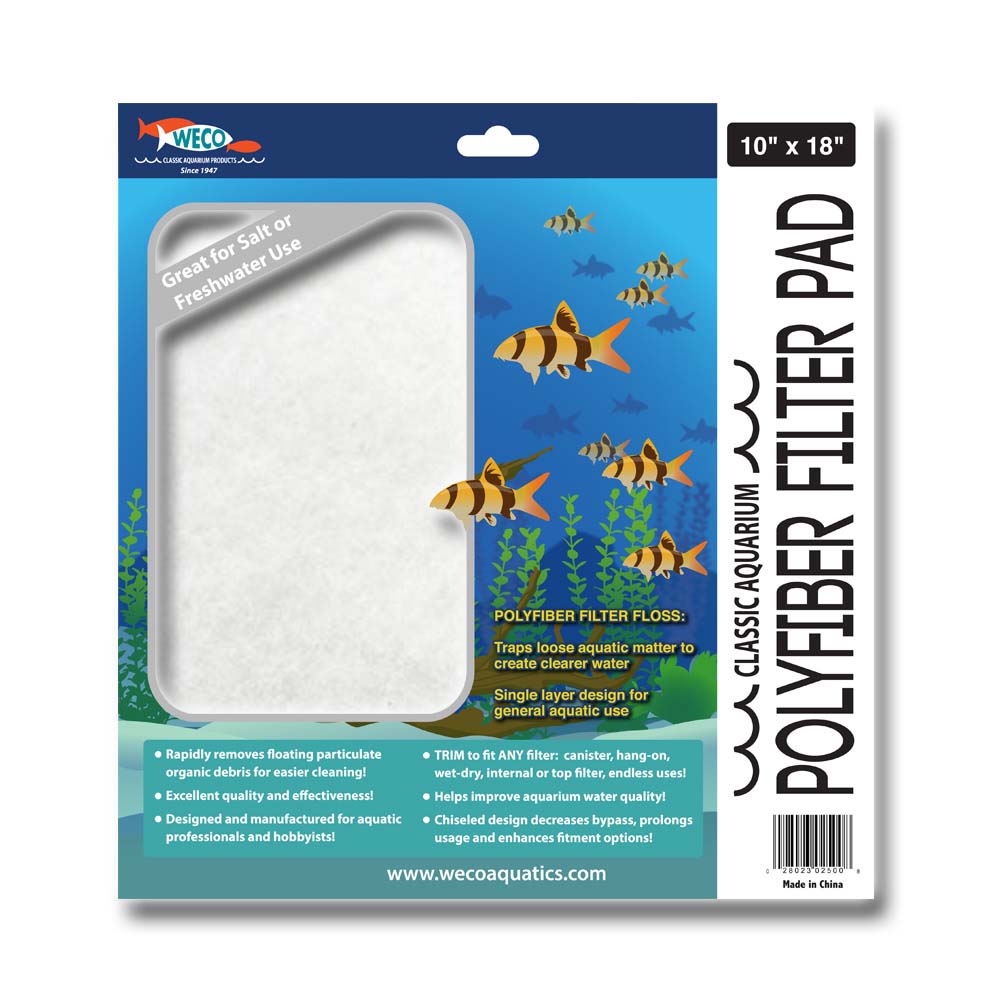 Weco Products Classic Aquarium Polyfiber Filter Pad - White, 1ea/10 In X 18 in