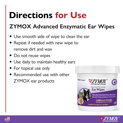 ZYMOX Advanced Enzymatic Ear Wipes ZYMOX