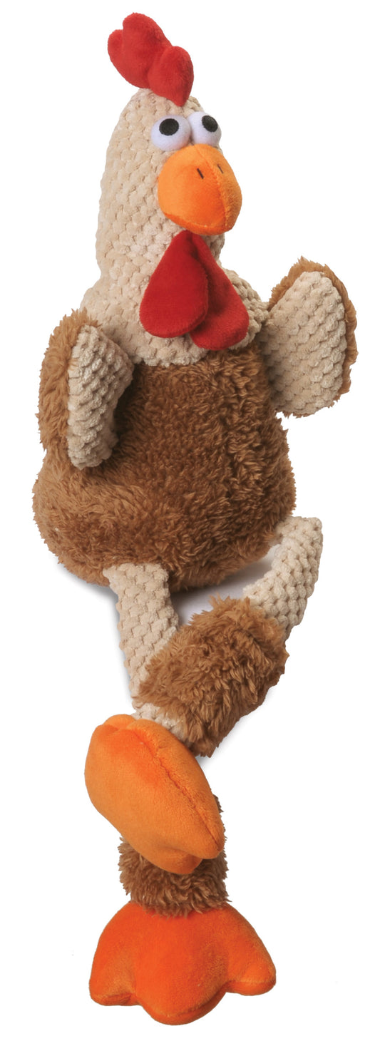 goDog Checkers Rooster with Chew Guard Technology Tough Plush Dog Toy
