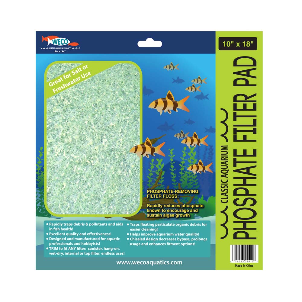 Weco Products Classic Aquarium Phosphate Filter Pad - Green, 1ea/10 In X 18 in