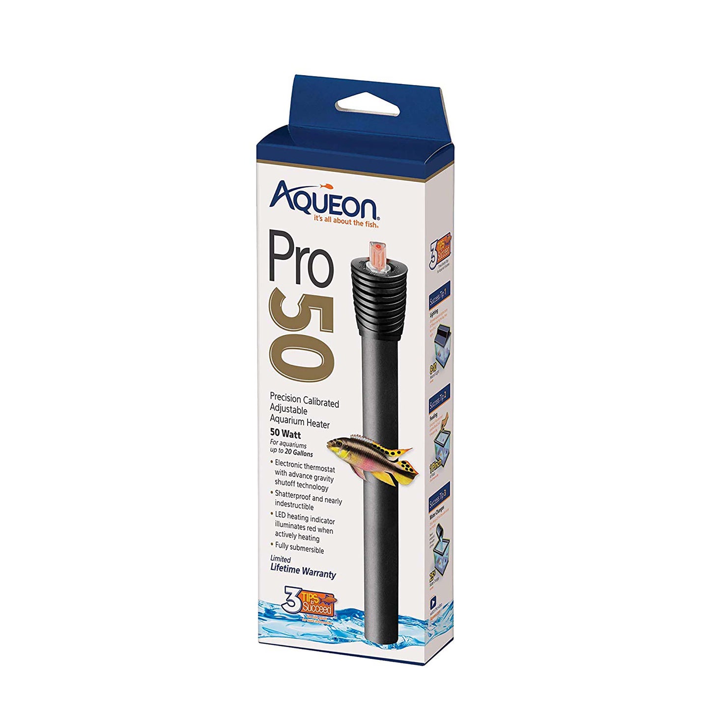 Aqueon Adjustable PRO Aquarium Heater - 1ea/Up To 20 gal, 50 W
