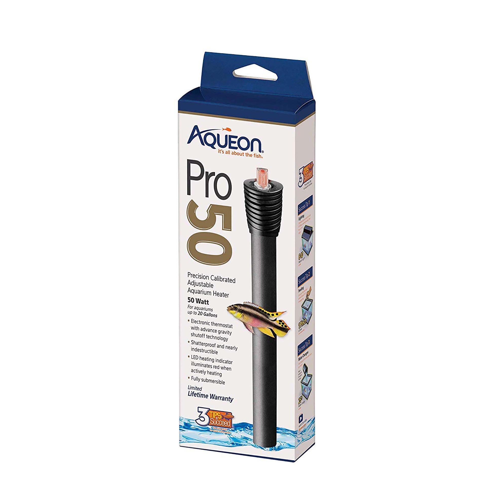 Aqueon Adjustable PRO Aquarium Heater - 1ea/Up To 20 gal, 50 W