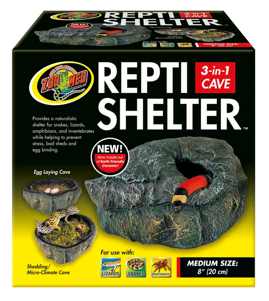SPECIALS RESOURCES CONTACT US MY ACCOUNT Reptiles Terrarium Decor Supplies Terrarium Decor and Hideaways Customer View Printable View Zoo Med Repti Shelter 3-in-1 Cave Terrarium Hideaway Black Zoo Med Repti Shelter 3-in-1 Cave Terrarium Hideaway