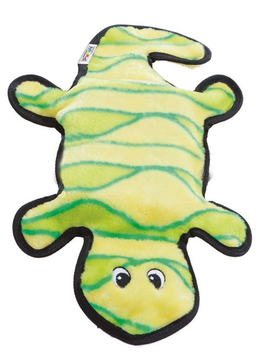 Outward Hound Invincibles Dog Toy Gecko 4 Squeakers Yellow/Green