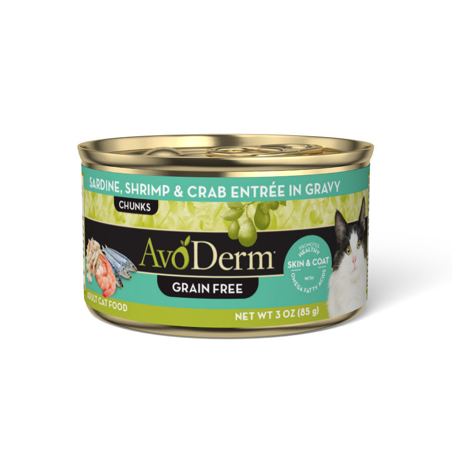 AvoDerm Natural Grain Free Sardine, Shrimp & Crab Entrée in Gravy Wet Cat Food
