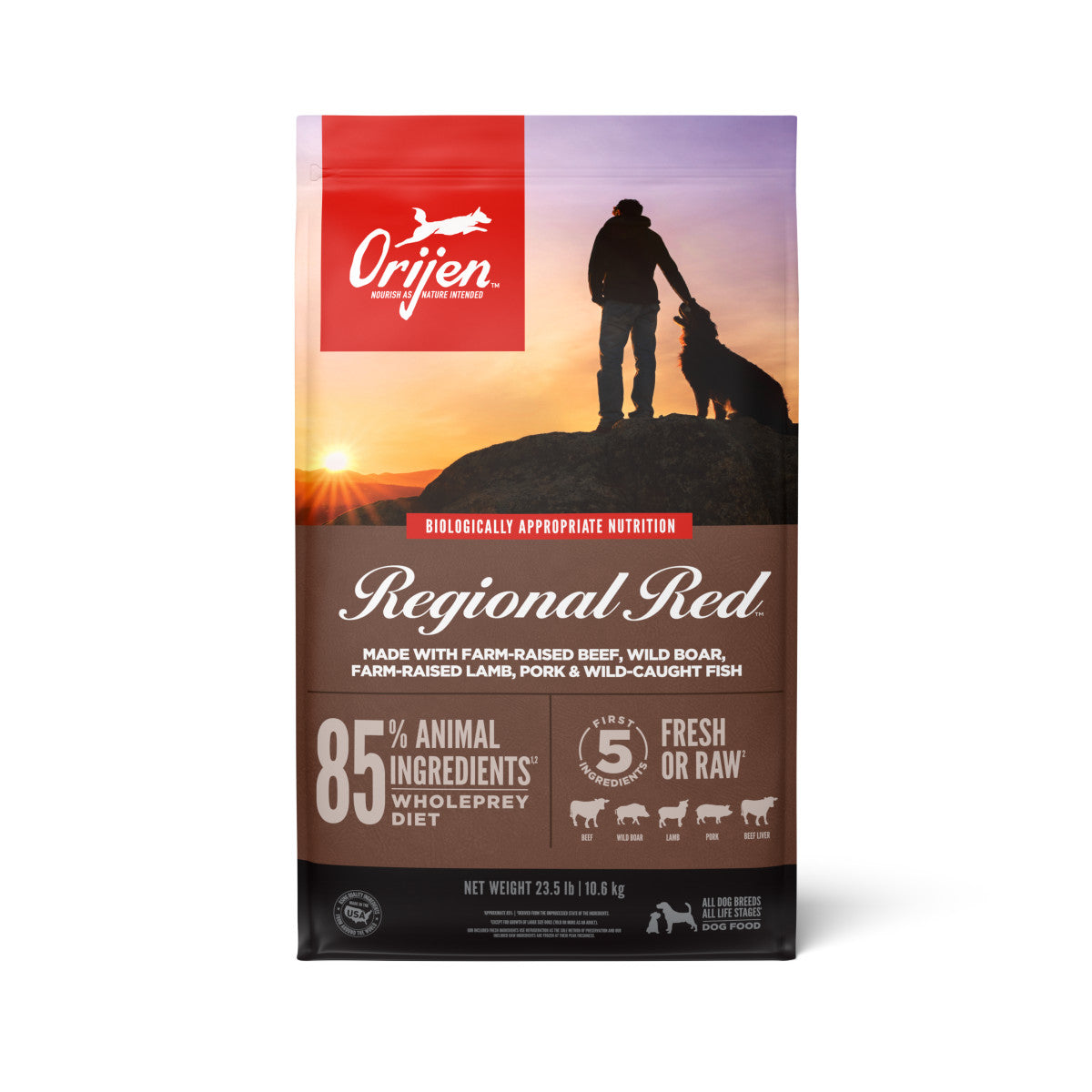 Orijen Regional Red Grain and Poultry Free Fresh or Raw Dry Dog Food