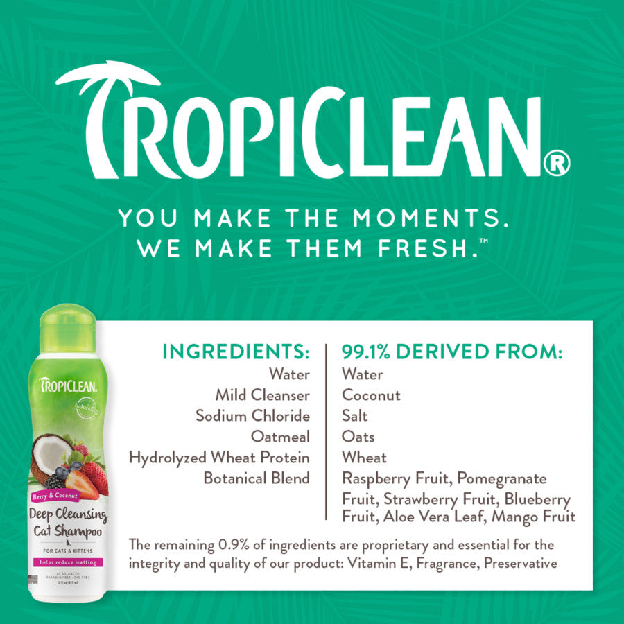 TropiClean Berry &amp; Coconut Deep Cleansing Shampoo for Cats &amp; Kittens - 12 oz.