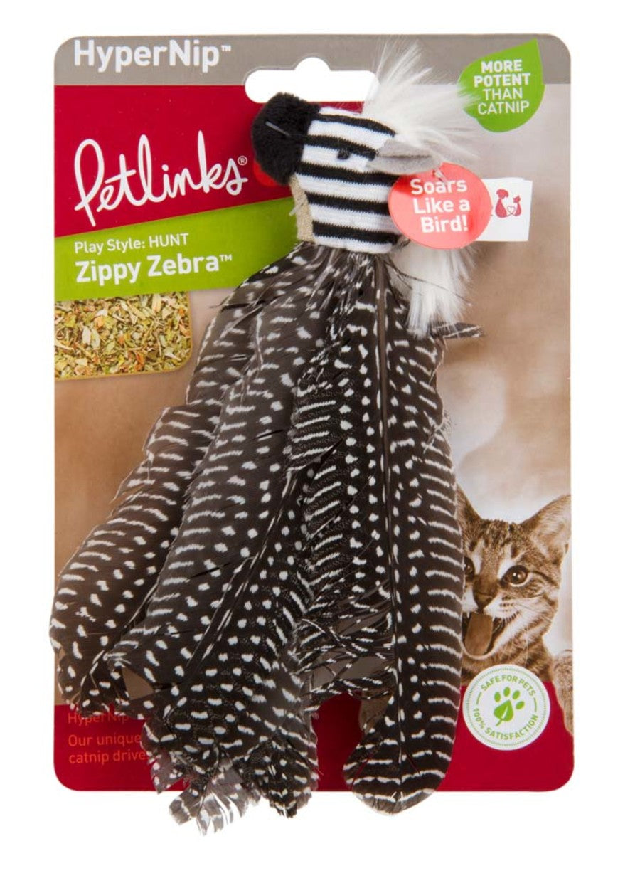 Petlinks Safari HappyNip Zippy Zebra Feathers Catnip Toy