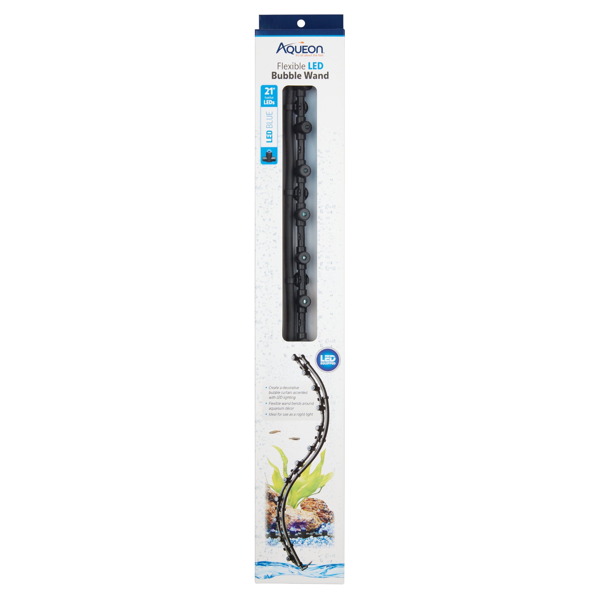 Aqueon Flexible LED Bubble Wand - Blue, 1ea/21 in