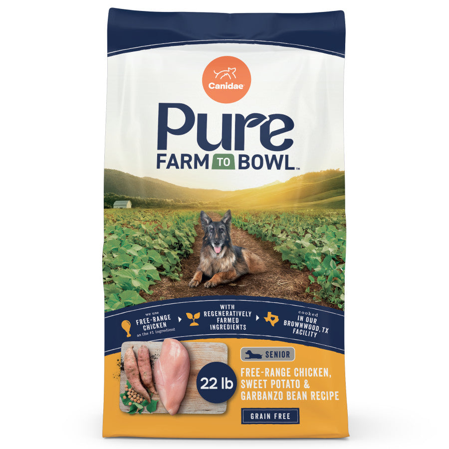 CANIDAE PURE Farm To Bowl Grain-Free LID Dry Senior Dog Food