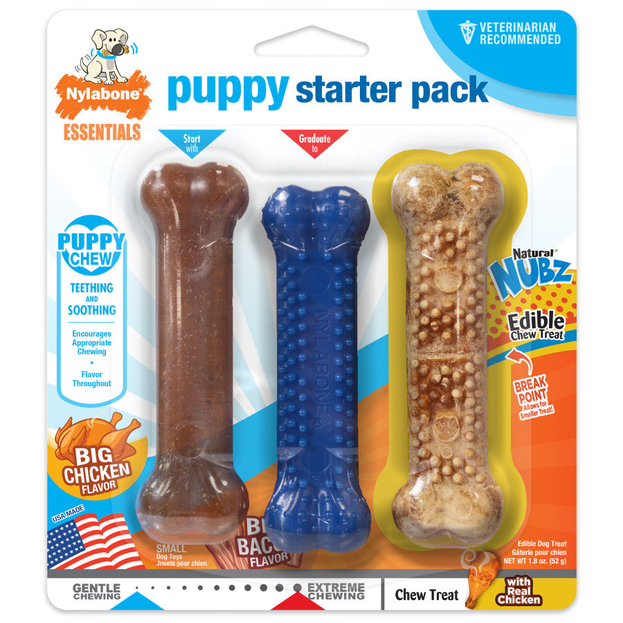 Nylabone Puppy Starter Kit Dog Chew Toys & Treat