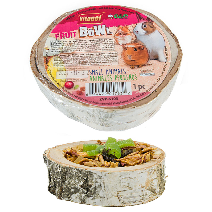 A & E Cages Vitapol Wooden Treat Fruit Bowl