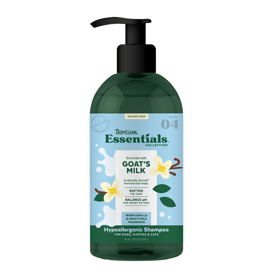 TropiClean Essentials Goat's Milk Shampoo for Dogs, Puppies & Cats