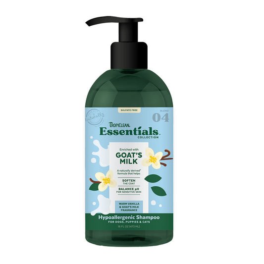 TropiClean Essentials Goat's Milk Shampoo for Dogs, Puppies & Cats - 16 oz.